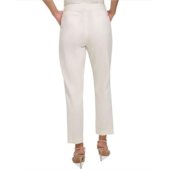 DKNY White Crop Capri Ankle Pants Slacks Size 6 Pockets Office Cropped Cotton - Picture 2 of 10